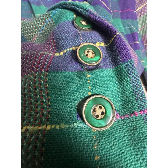 Vtg 90s Cropped Blazer Women Jr Sz 13/14 Plaid Tweed Academia Y2K Clueless Retro - Picture 5 of 16